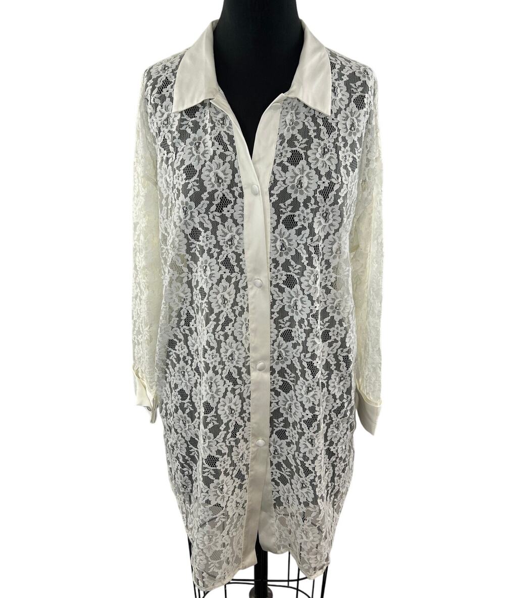 VTG Victoria's Secret Gold Label Satin Lace Sheer Night Shirt Nightie Bridal P/S